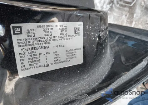 2013 Chevrolet Suburban 1500 Lt from USA, damaged, VIN 1GNSKJE73DR242854